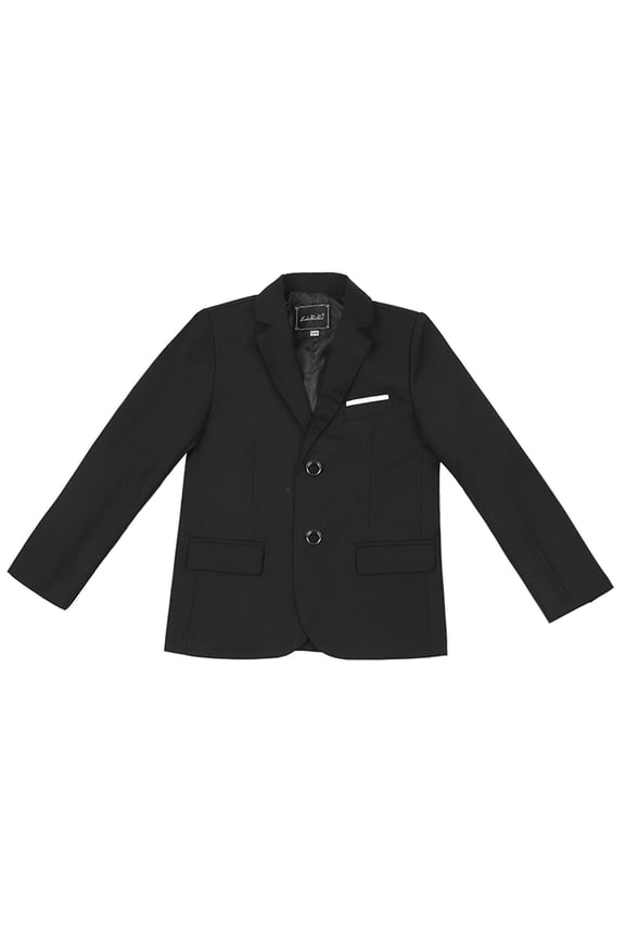 Blazer for Boys Coat Double-Button Jacket Suit for Kids Slim Fit Suits with Lapel Formal Blazers (Black, 3-4 Years)