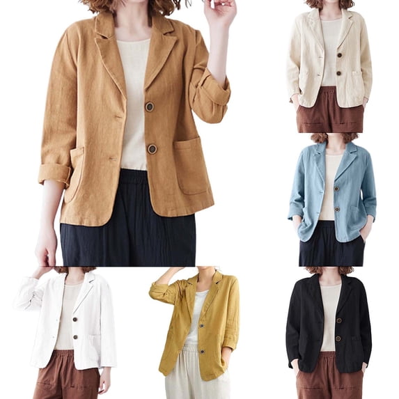 Gyexs Blazers for Women Business Casual Work Long Sleeve Loose Fit 2 Buttons Solid Color Lightweight Blazer Jackets, White, Size XL