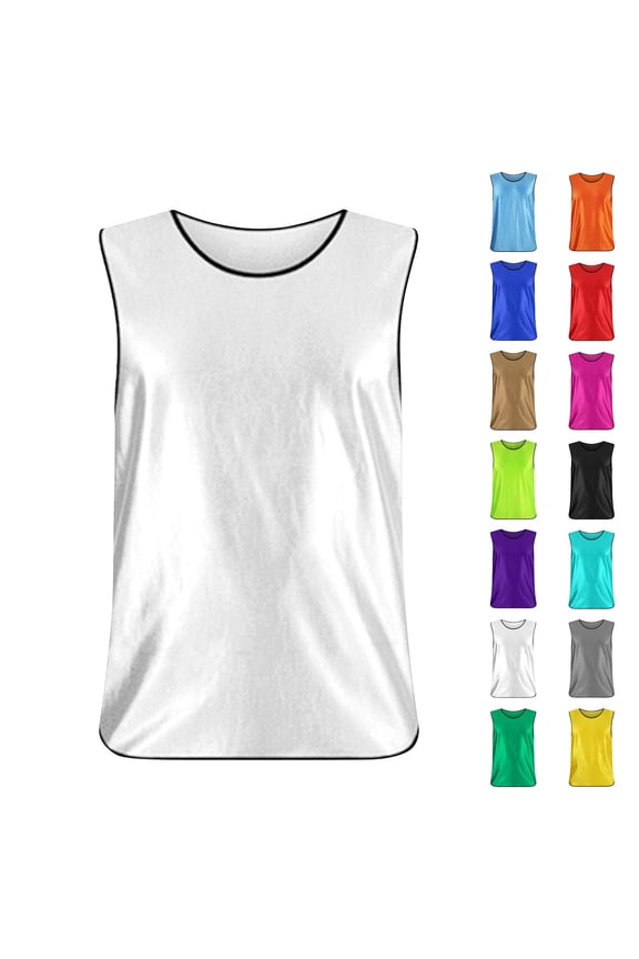Boys Basketball Practice Vests Pinnies for Scrimmage Training Team Sports Wear Athletic Apparel White 3-9 Years