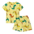 thumbnail image 1 of Gyexs Boys Dinosaur Summer Clothing Set Size 11-12 Cartoon Print Short Sleeve Tops Shorts 2 Piece Outfit Sets Gym Sports Kids Clothes (Sportswear, E02 Yellow, Tweens), 1 of 2