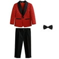 thumbnail image 1 of Gyexs Boys Formal Suit Set 12-18 Months Red Slim Fit Suit Fashion Plaid Print Blazers Pants Bowtie 3 Piece Outfits Dresswear Suit Set, 1 of 6