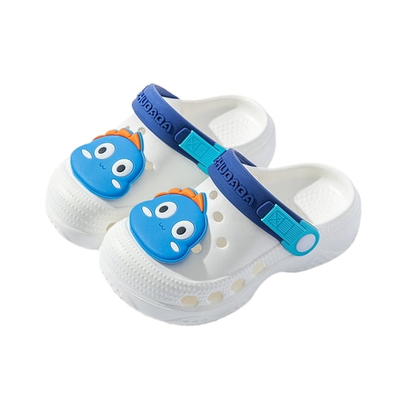 Gyexs Boys Girls Dinosaur Garden Clogs Size 2.5-3 Lightweight Beach Sandals Breathable Slip On Water Shoes for Toddler White