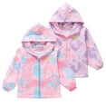thumbnail image 1 of Gyexs Boys Girls Rain Jacket Cute Heart Print Lightweight Waterproof Hooded Lined Raincoat Windbreakers (Purple, 5-6 Years), 1 of 7