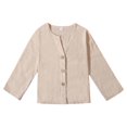 thumbnail image 1 of Gyexs Boys Linen Short Sleeve Cardigan Top Breathable Comfortable Casual Spring Fall Shirt for Kids Lightweight Open Front Design, 1 of 8