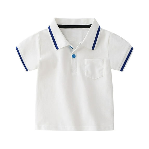 Gyexs Boys Short Sleeve Polo Shirts 3T-4T Kids Plain School Uniform Polo Shirt for Boys and Girls Summer Clohing Tops with Pockets White