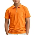 thumbnail image 1 of Gyexs Boys Short Sleeve Polo Shirts Size 11-12 PiqueKnit Zipper Front Shirts for School & Outdoor Playwear T Shirt Breathable Uniformed Tops with Pockets Orange, 1 of 4
