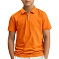 thumbnail image 1 of Gyexs Boys Short Sleeve Polo Shirts Size 9-10 Zipper Front Shirts Pique Knit T Shirt Breathable Cotton Uniformed Tops with Pocket Orange, 1 of 4