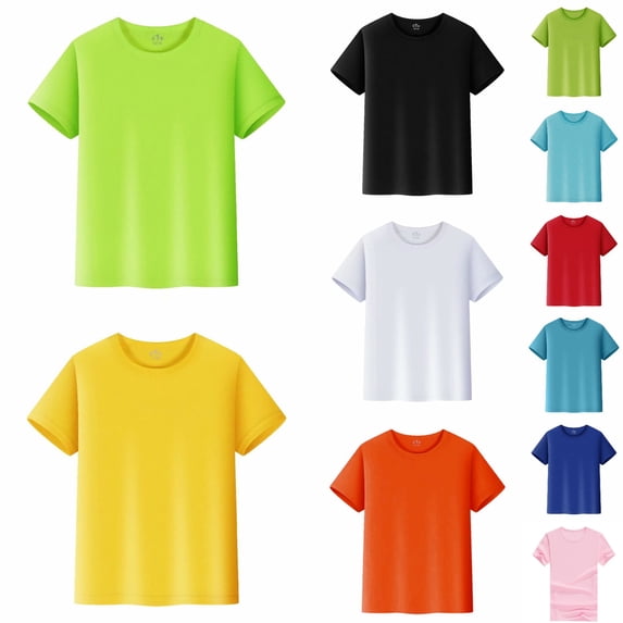Gyexs Boys Short Sleeve Shirts Kids Summer Crewneck T-Shirts Casual Basic Cotton Tee Tops Size 2-14 (Sky Blue, 12-14 Years)
