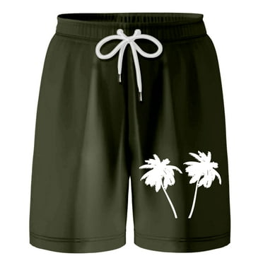 Gyexs Boys Swim Trunks Size 10-12 Swim Shorts Summer Hawaiian Beach Shorts Swimwear Bathing Suit Elastic Drawstring Fashion Floral Print Swimsuit Short Pants Army Green