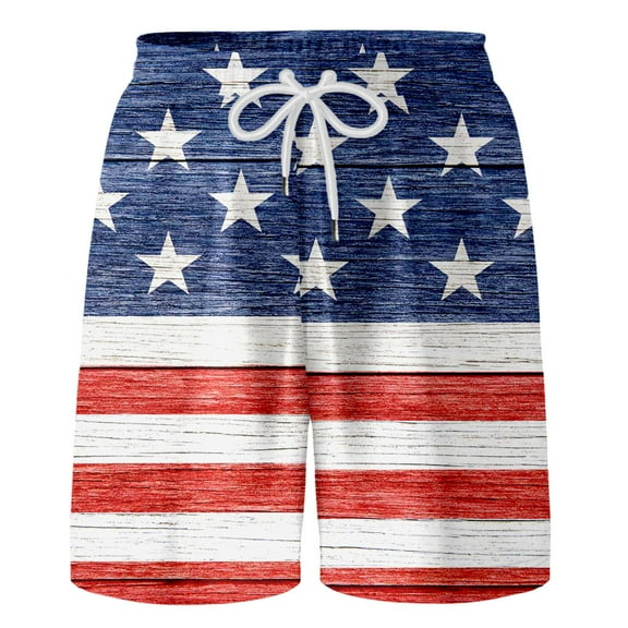 Gyexs Boys Swim Trunks Size 8-9 4th of July Print Swim Shorts Independence Day Star Flag Graphic Hawaiian Style Holiday Vacation Beach Shorts Navy