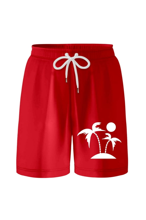 Boys Swim Trunks Size 8-9 Quick Dry UPF 50+ Swimwear Elastic Drawstring Bathing Suit Hawaiian Beach Swim Boards Shorts Red