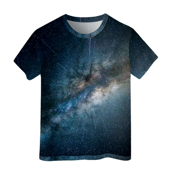 Gyexs Boys T Shirts Short Sleeve Galaxy Glitter Starry Sky Multicolor Print Tee(Toddler)