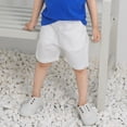 thumbnail image 1 of Gyexs Boys White Shorts Cotton Elastic Waist Adjustable Drawstring Comfortable Summer Shorts with Pockets for Daily Wear White, 3-4 Years, 1 of 5