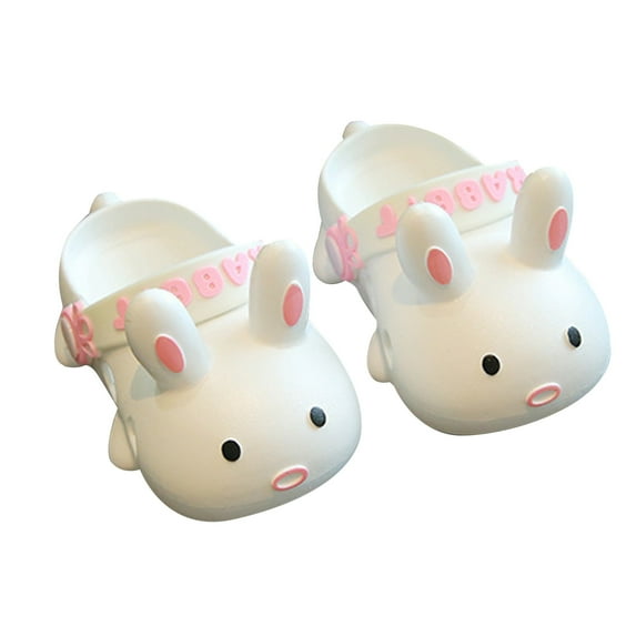 Gyexs Bunny Rabbit Slides Slipper 8.5-9 Years Unisex Child Boys & Girls Slide Sandals for Kids Flip Flops Comfy Shower Slippers Beach Garden Clogs White