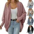 thumbnail image 1 of Gyexs Cardigan Sweaters for Women Fall Winter Open Front Batwing Long Sleeve Causal Loose Knit Sweater Tops (Blue, Size XXL), 1 of 7