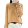 thumbnail image 1 of Gyexs Sweaters for Women Casual Solid Color Petite Tops Knitwear Wool Base Layer Sweater Pullover Tops Womens Winter Clothes, Gold, Size XL, 1 of 3