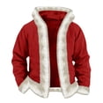 thumbnail image 1 of Gyexs Christmas Hoodie Men Santa Jacket Christmas Cardigan Xmas White Furry Trim Warm Hooded Coat with Pocket Red Size M, 1 of 3
