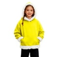 thumbnail image 1 of Gyexs Christmas Hoodie Sweatshirt for Kids Long Sleeve Pullover Tops with Feather Trim Hood Toddler Winter Warm Casual Fashion Outerwear Z02 Yellow & 4-5 Years, 1 of 8