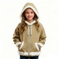 thumbnail image 1 of Gyexs Christmas Hoodies for Girls Boys Warm Lined Feather Trim Hooded Sweatshirt Zip Up Jacket with Pockets Fashion Cute Outfits Z01 Khaki & 7-8 Years, 1 of 6