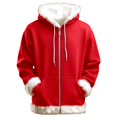 thumbnail image 1 of Gyexs Christmas Hoodies for Men Santa Sweatshirt Zip up Hooded Unisex Solid Color Oversized Long Sleeve Xmas Sweatshirts with Pockets, Red, Size XXL, 1 of 4