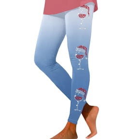 Gyexs Christmas Leggings for Women Plus Size Funny Xmas Graphic High Waist Leggings Soft Comfy Ankle Length Pajama Pants A08 Blue & M
