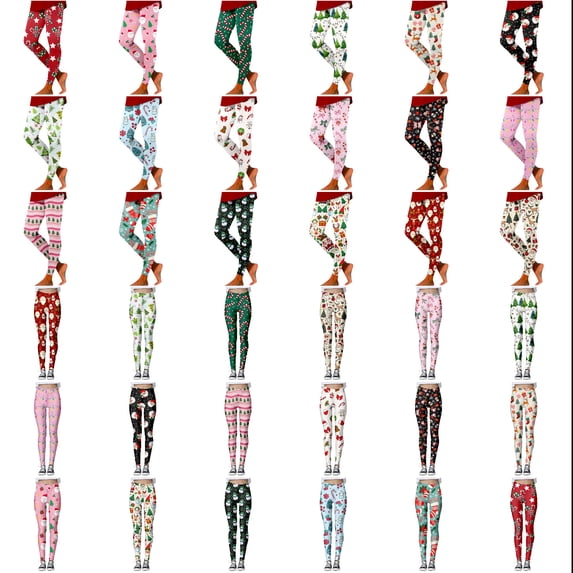 Gyexs Christmas Leggings for Women Soft Stretchy Xmas Printed Pajamas Pants Fleece Lined Gym Yoga Pants Womens Christmas Apparel S-White & Size XL