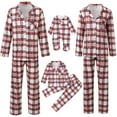 thumbnail image 1 of Gyexs Christmas Pajamas for Family, Plaid Button Down Shirts Pants 2PC Pajama Sets, Family Matching Pjs (Child, Red, 10 Years), 1 of 9