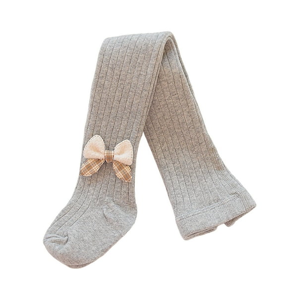 Gyexs Cute Girls Leggings Cotton Knit Soft Cozy Fit Soild Color Print Kids Pantyhose Thermal Winter Tights A01 Light Gray & 12-18 Months