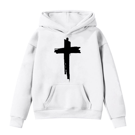 Gyexs Cute Hoodie, Big Girl Pullover Tops, Size 6-7 Years, White