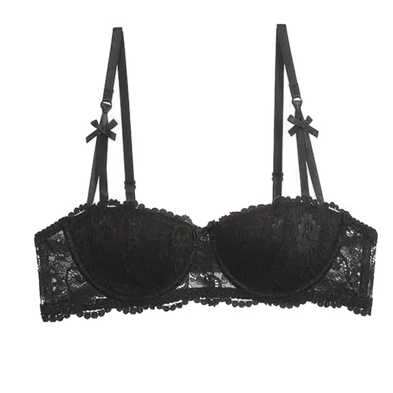Gyexs Elegant Lace Half Cup Demi Bra with Push Up Support for Women Bridal Wear Bralettes for Women, Black, Size 36