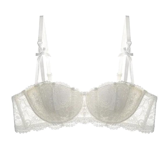 Gyexs Elegant Lace Half Cup Demi Bra with Push Up Support for Women Bridal Wear Push Up Bras for Women, White, Size 34