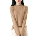 thumbnail image 1 of Gyexs Fall Sweaters for Women Casual Long Sleeve Crewneck Pullover Tops Warm Soft Wool Seamless Pullover Halloween Sweater, Coffee, Size M, 1 of 3