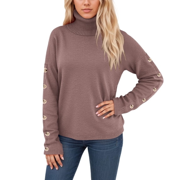 Gyexs Fall Sweaters for Women Casual Long Sleeve Crewneck Pullover Tops Fall Loose Knit Pullover Sweater Tops Womens Winter Clothes, Brown, Size M