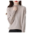 thumbnail image 1 of Gyexs Fall Sweaters for Women Long Sleeve Crew Neck Travel Hiking Tee Knit Loose Thin Fall Winter Sweater Blouse Womens Fall Clothes, Khaki, Size M, 1 of 7