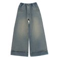 thumbnail image 1 of Gyexs Flare Jeans for Girls 10-12 Drawstring Cargo Jogger Pants High Waist Parachute Pants Baggy Stretchy Wide Leg Streetwear Teen Girl Clothes Blue 12-15 Years, 1 of 7