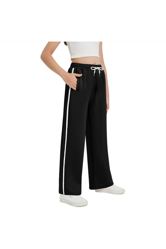 Flare Jeans for Girls Size 14-16 Active Basic Cargo Jogpants Casual Straight Streetwear Trendy Jogger Trousers Teen Girl Trendy Clothes Black 11-12 Years