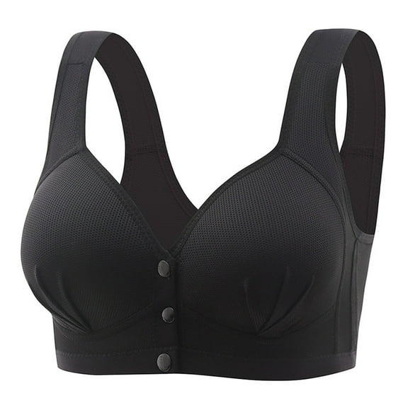 Gyexs Front Closure Wireless Bra for Women Full Coverage Support Large Bust Comfortable No Underwire, Black, Size 38