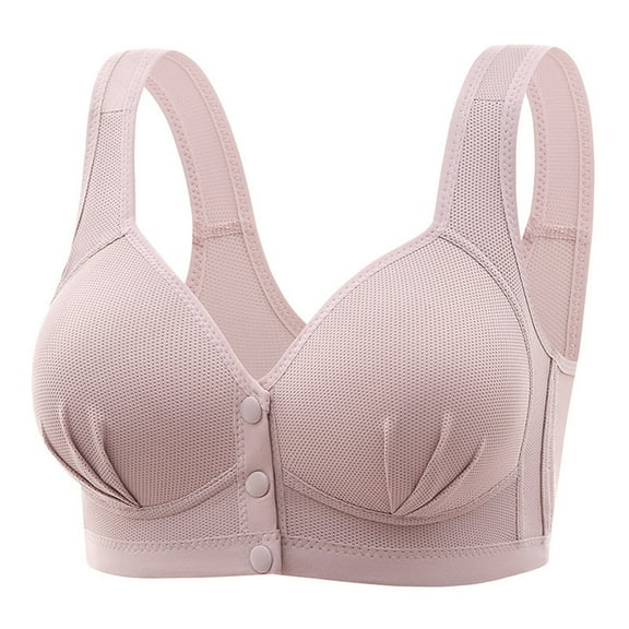 Gyexs Front Closure Wireless Bra for Women Full Coverage Support Large Bust Comfortable No Underwire, Grey, Size 44