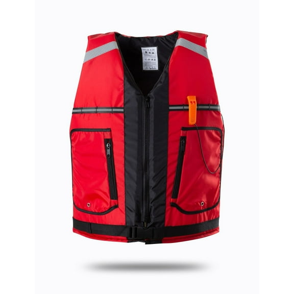 Gyexs General Purpose Fishing Vest Life Jacket with High Visibility Design Great for Sailing Boating and Water Sports for Men and Women, Red, One Size