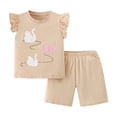 thumbnail image 1 of Gyexs Girls Beige Tank Top Set Size 4T-5T Cute Cartoon Printed Sleeveless Tops Shorts 2 Piece Summer Outfits(Animal Print, X16-Beige, 4-5 Years), 1 of 6