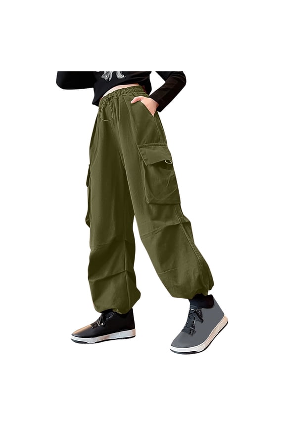 Girls Cargo Jeans Size 9-10 Hop Drawstring Pants Waterproof Outdoor Cargo Pants Jogger Drawstring Cargo Jogger Pants Kids Clothes Army Green 9-10 Years