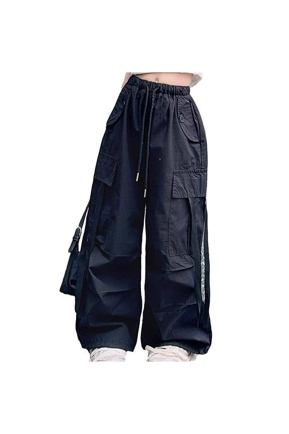 Girls Cargo Pants Size 10-12 Straight Denim Pant Active Basic Cargo Jogpants Elastic Waist Casual Jogger Pants Teen Girl Trendy Clothes Black 11-12 Years