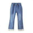thumbnail image 1 of Gyexs Girls Flare Jeans Lightweight Jogger Sweatpants Lightweight Jogger Sweatpants Straight Leg Twill Trousers Teen Girl Clothes Blue 2-3 Years, 1 of 5