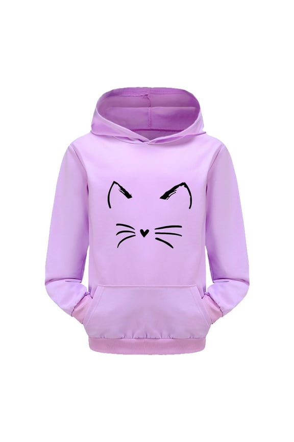 Girls Hoodies,Boys Long Sleeve Cute Cat Graphics Hooded Sweatshirts ,Big & Tall