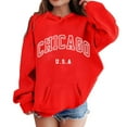 thumbnail image 1 of Gyexs Girls Hoodies Long Sleeve Pullovers,Boys Chicago Letter Hooded Sweatshirts Red,Big & Tall, 1 of 4