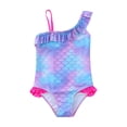 thumbnail image 1 of Gyexs Girls One Piece Swimsuits Ruffle Gradient Scales Adjustable Strap Bathing Suit 3-12Y #01 Purple 11-12 Years, 1 of 8