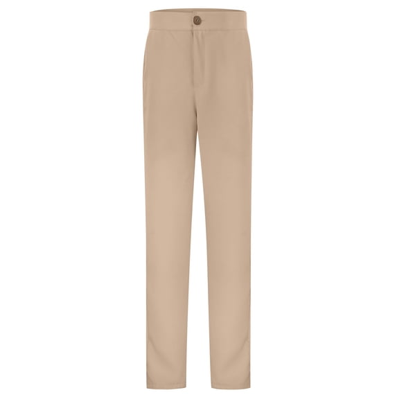 Gyexs Girls School Uniform Pants Kids Wide Leg Dress School Uniform Pant Baggy Straight Adjustable High Waist Trousers Z01 Khaki, 14-15 Years