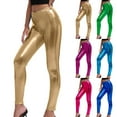 thumbnail image 1 of Gyexs Gold Leggings for Women Shiny Tights High Waist Stretchable Workout Yoga Pants Leather Leggings (BU1, Size XXL), 1 of 5