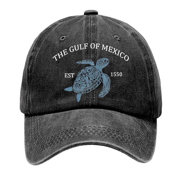 Gyexs Gulf of Mexico Hat Gulf of Mexico Baseball Caps Sea Turtle Hat Gulf of Mexico Hats Est 1550 Gulf of Mexico Hat for Men Women #Black
