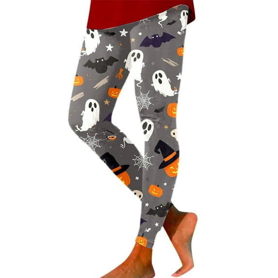 Gyexs Halloween Legging for Plus Women Soft Stretchy Printed Pajamas Pants Elastic Waistband Party Yoga Pants Halloween Pj Pants #01 Pink Size S